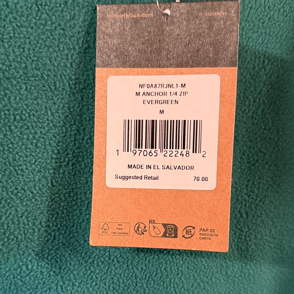 The North Face Men's Black and Green fleece Zip-Up pulll over NWT - Picture 2 of 3